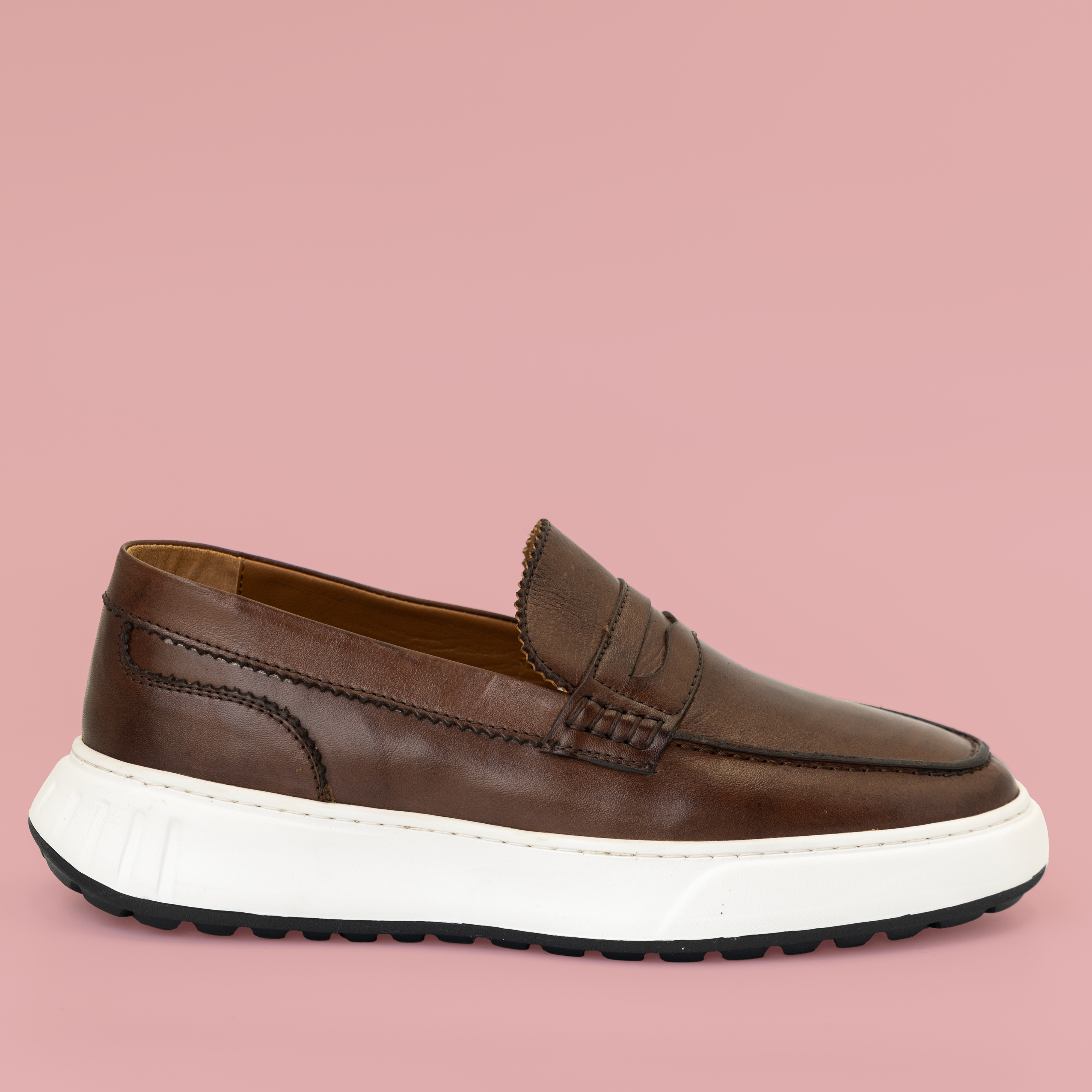 Sneakers Easy en cuir marron foncé